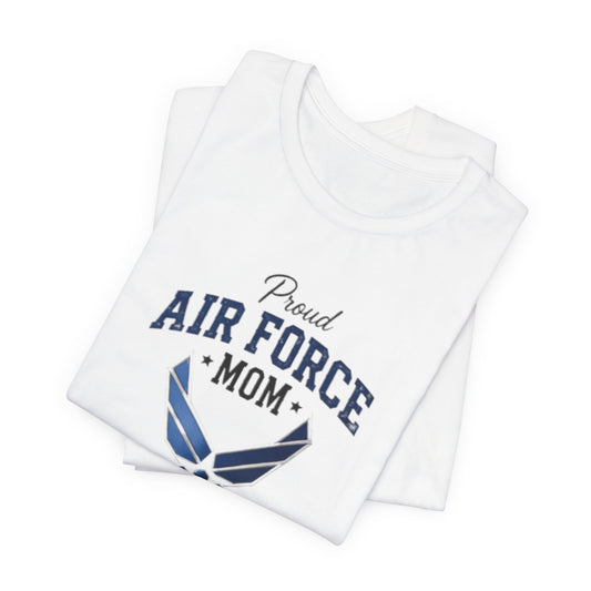 Air Force Mom T-Shirt — "My Heart Deploys With Him" Patriotic Military Mom Tee